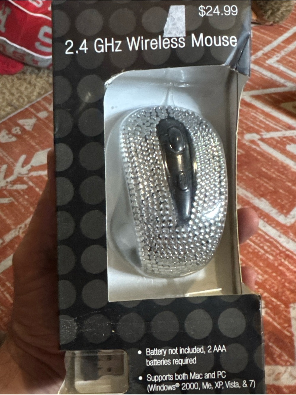Bling Crystal Rhinestone Wireless Mouse - 2.4G Cordless Mice w USB Nano Receiver